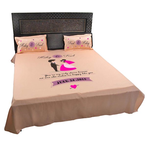 Personalized Romantic Couple Bedsheet With 2 Pillow Cover