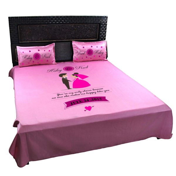 Personalized Romantic Couple Bedsheet With 2 Pillow Cover