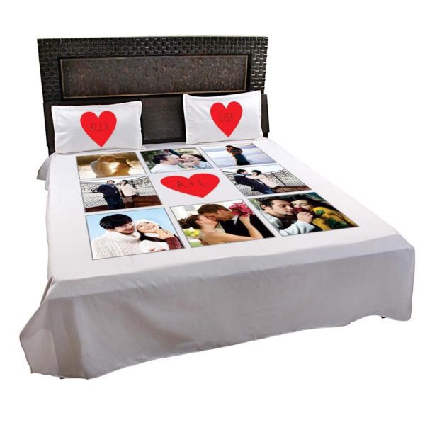 Personalized Romantic Monogram Photo Bedsheet