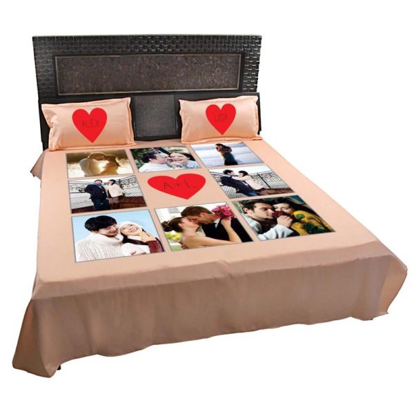 Personalized Romantic Monogram Photo Bedsheet