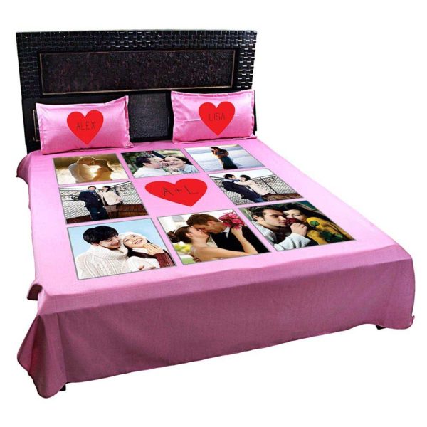 Personalized Romantic Monogram Photo Bedsheet