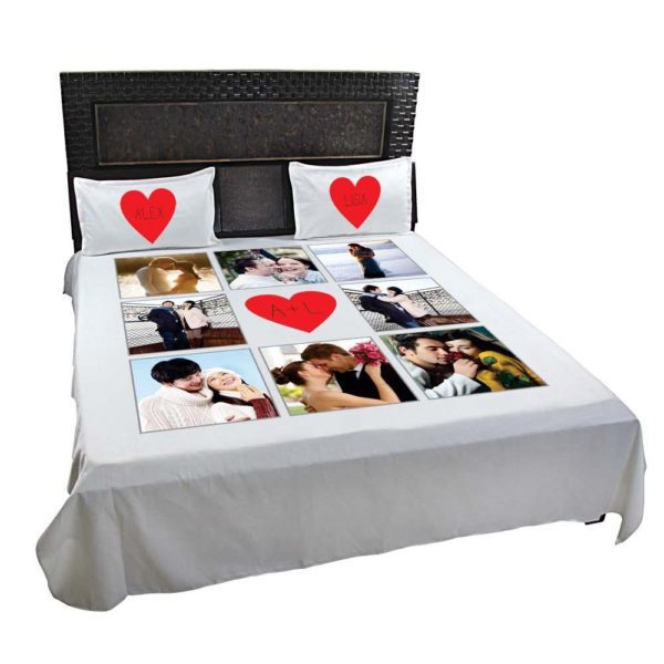 Personalized Romantic Monogram Photo Bedsheet