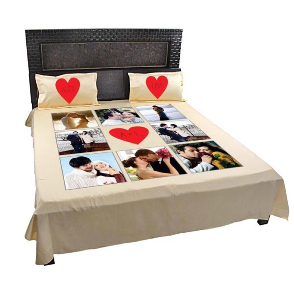 Personalized Romantic Monogram Photo Bedsheet