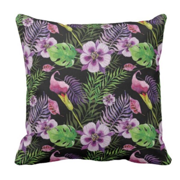Purple Floral Cushion Cover