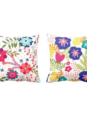 Resplendent Well-Formed Floral Flowers Printed Cushion Covers Set of 2