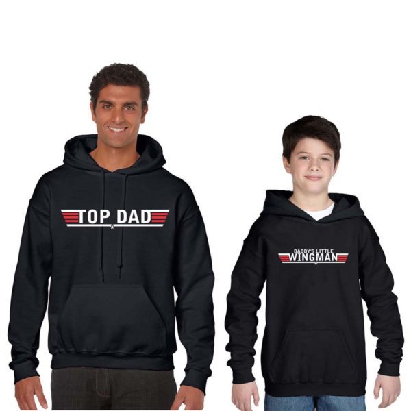 Top Dad and Baby Wingman Matching Hoodies Set