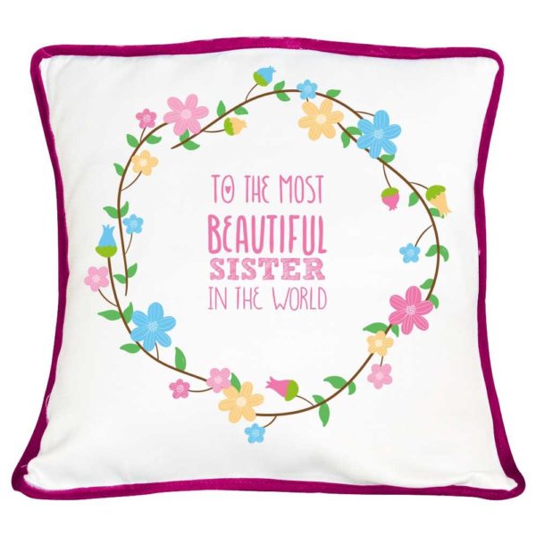 Personalized Floral Most Beautiful Sister Cushion Cover