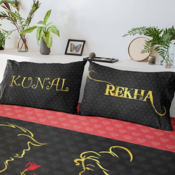 Beauty and Beast Couple Bedsheet with Pillow Covers