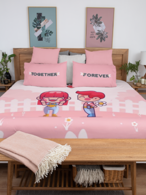 Together Forever Romantic Couple Bedsheet With 2 Pillow Covers