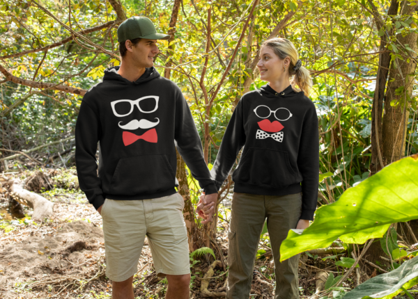 Moustache & Lips Couple Hoodies
