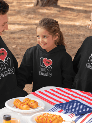 I love My Family Matching Design Family Hoodies Set