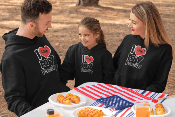 I love My Family Matching Design Family Hoodies Set