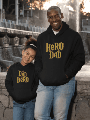 Hero Dad & Child Family Hoodies Set For Dad & Kid