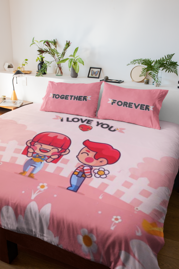 Together Forever Romantic Couple Bedsheet With 2 Pillow Covers