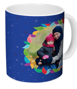 Blue Floral Birthday Photo Mug