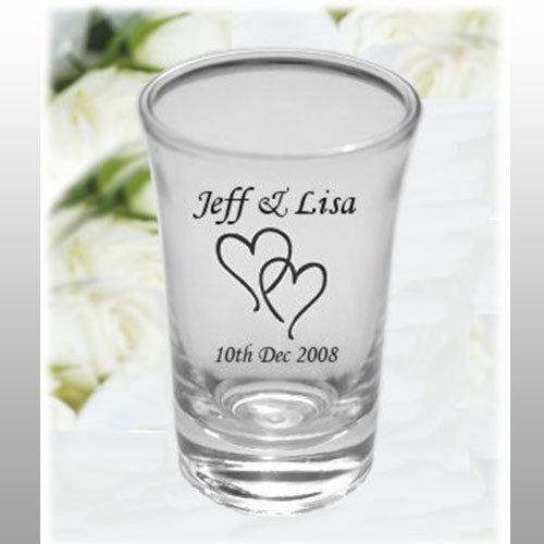 Custom Engraved Romantic Hearts Anniversary Shot Glasses