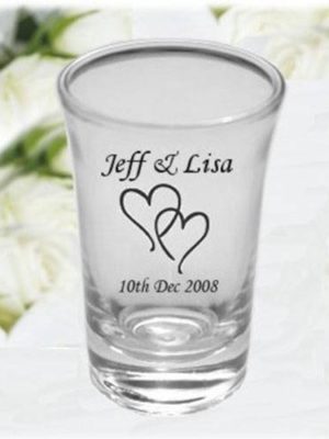 Custom Engraved Romantic Hearts Anniversary Shot Glasses