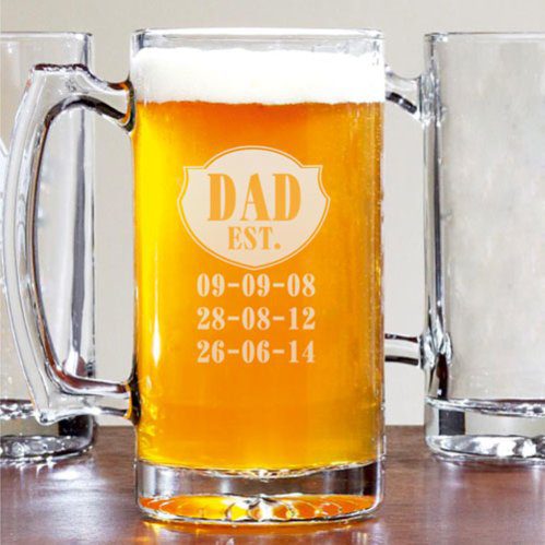 Personalized Engraved Dad Established Beer Mug