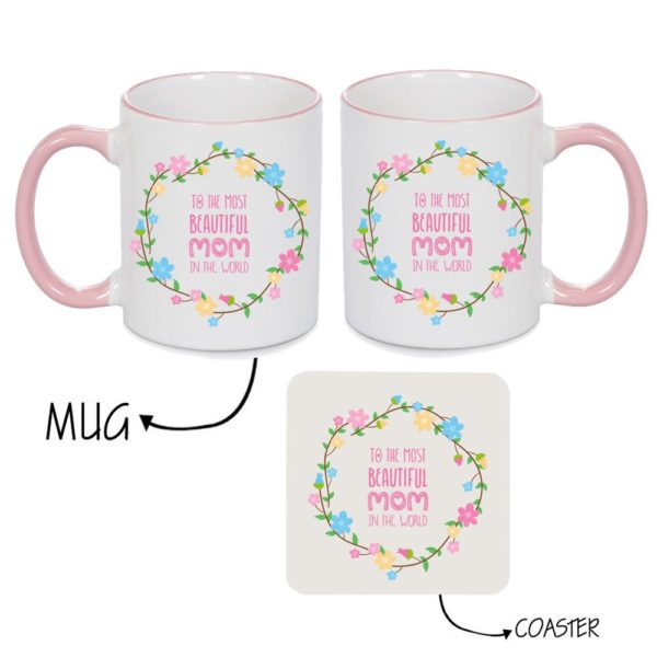 World's Most Beautiful Mom Mug Pink Rim