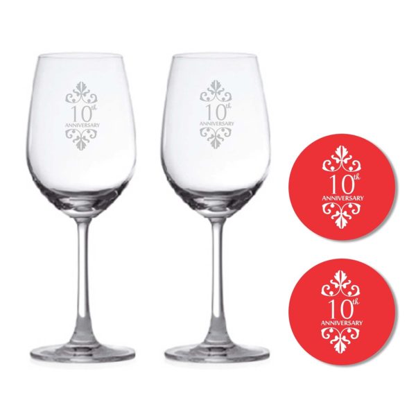 10th Marriage Anniversary Wine Glasses