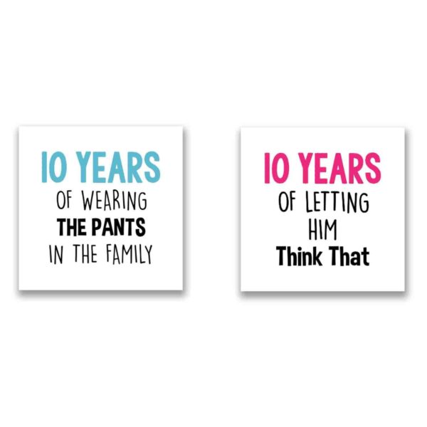 Funny 10th Anniversary Couple Coffee Mugs Set of 2