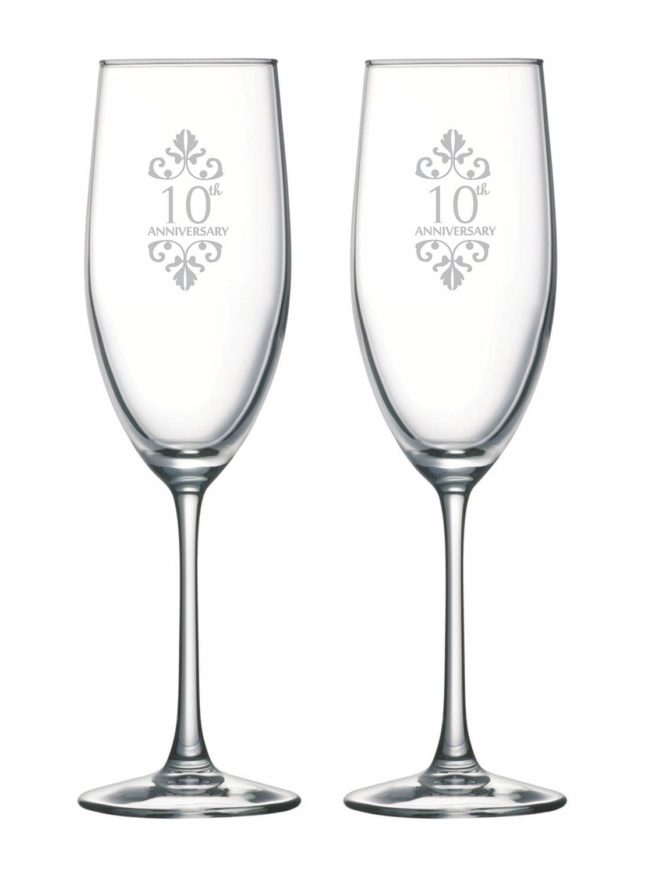 2 Champagne Flute Anniversary Gift Set - Design: A1 - Everything Etched