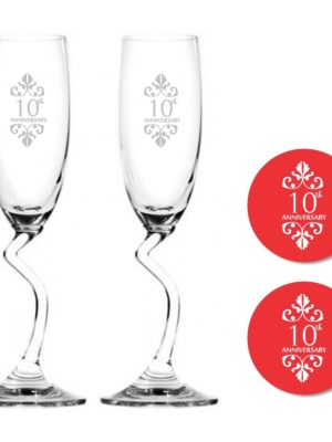 10th Marriage Anniversary Champagne Flutes