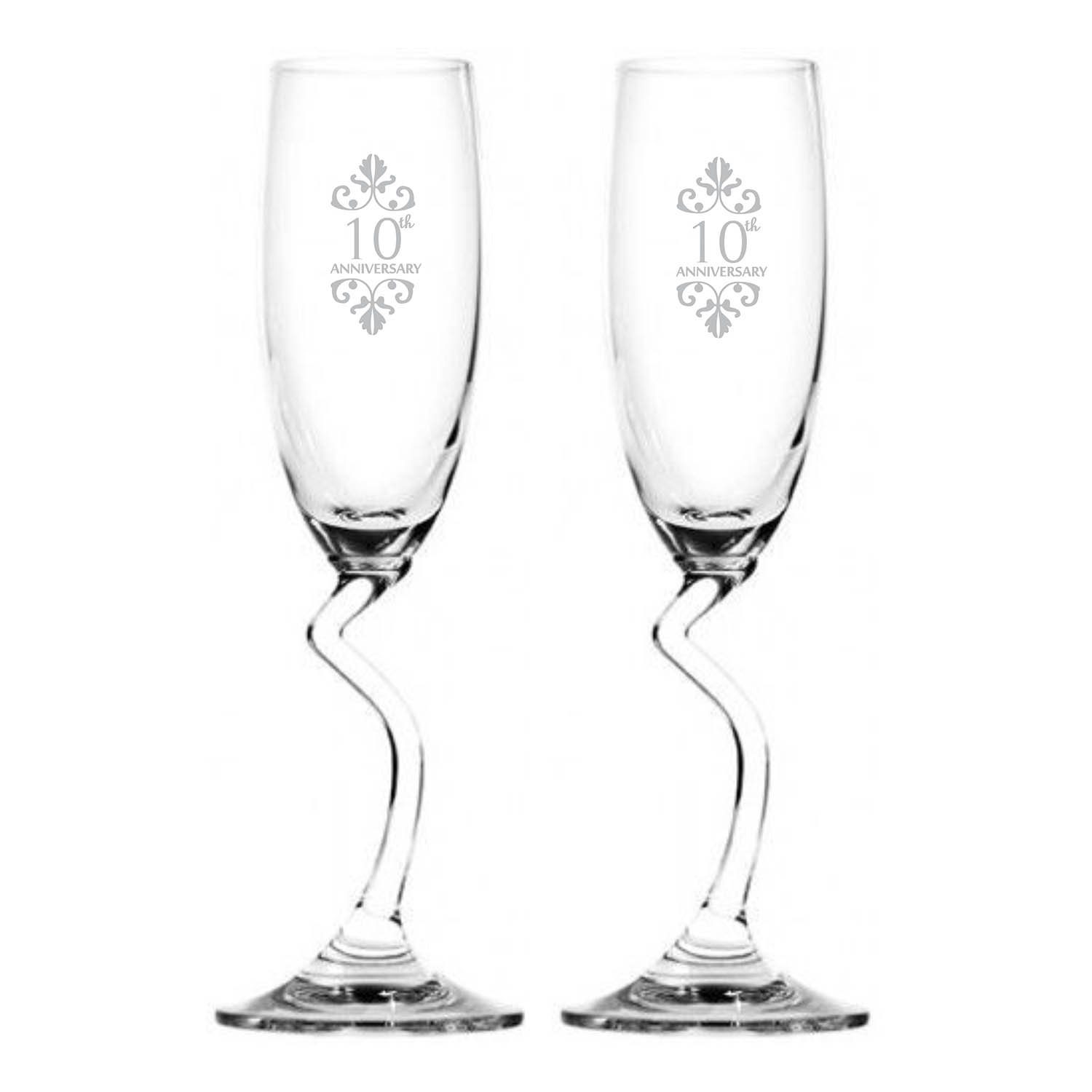 2 Champagne Flute Anniversary Gift Set - Design: A1