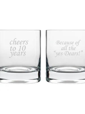 Cheers 10th Anniversary Whiskey Glasses