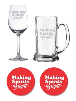 Making Spirits Bright Beer Mug and Wine Glasses