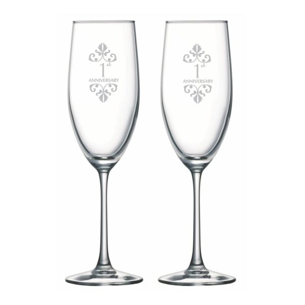 1st Wedding Anniversary Champagne Flutes Set of 2