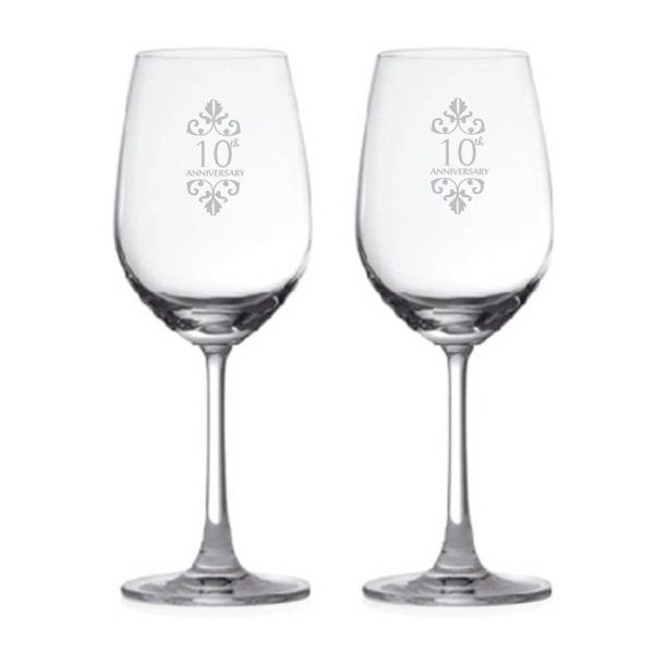 10th Marriage Anniversary Wine Glasses