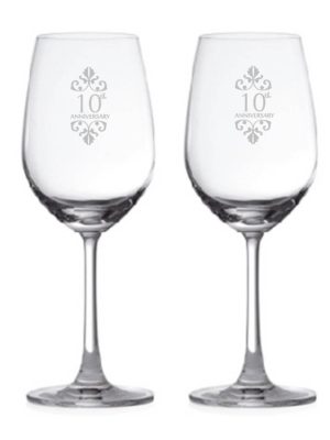 10th Anniversary set of Wine glasses