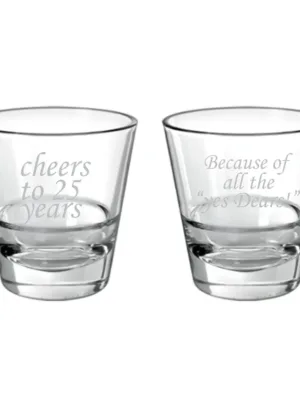 Cheers 25th Anniversary Whiskey Glasses