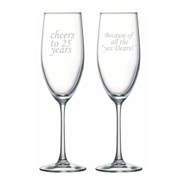 Cheers 25th Wedding Anniversary Champagne Flutes Set of 2