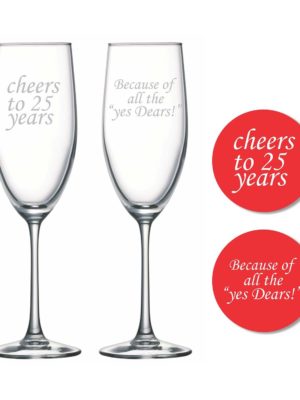 Cheers 25th Wedding Anniversary Champagne Flutes Set of 2