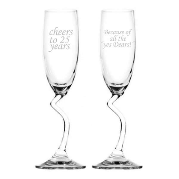 Cheers 25th Wedding Anniversary Champagne Flutes Set of 2