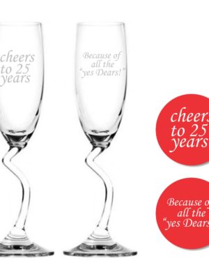 Cheers 25th Marriage Anniversary Champagne Flutes