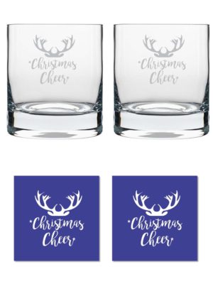 Reindeer Christmas Cheer Whiskey Glasses