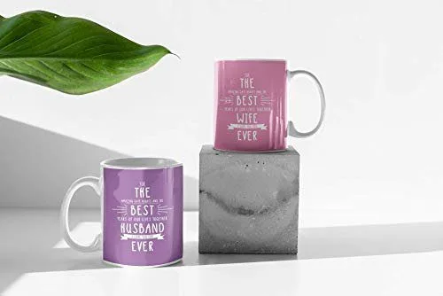 Gifts for Husband Wife, Best Husband Wife Love You Forever Couple Coffee Mugs Set of 4 with Coasters