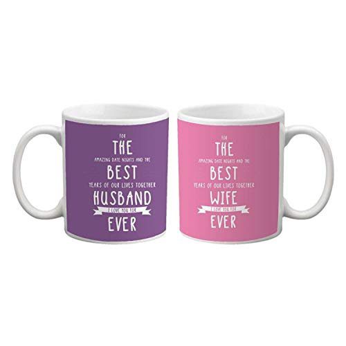 Gifts for Husband Wife, Best Husband Wife Love You Forever Couple Coffee Mugs Set of 4 with Coasters