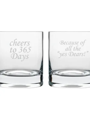 Cheers 1st Anniversary Whiskey Glasses