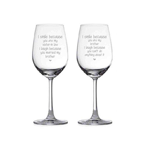 Yaya Cafe™ Anniversary Gifts for Brother Bhabhi Combo Wine Glasses Funny Teasing I Smile I Laugh, Coasters Set of 4