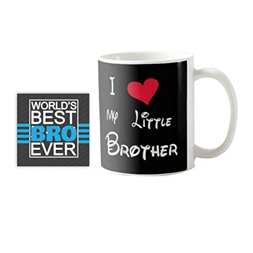 Birthday Gifts Combo, I Love My Little Brother Mug, Coaster Rakhi