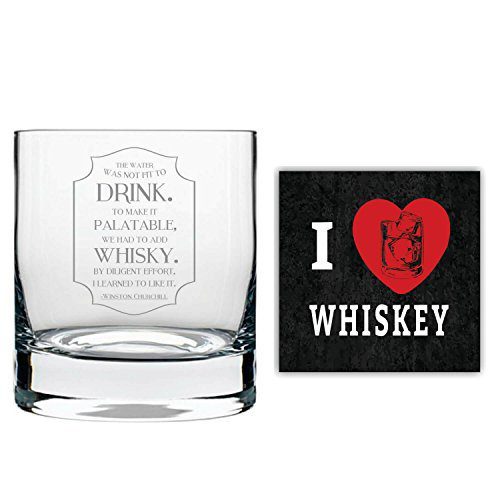 Whiskey Makes Water Palatable Engraved Whiskey Glass