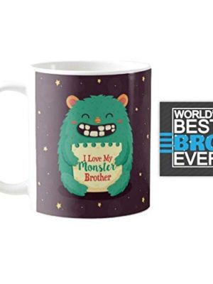 Rakhi Gifts, I Love My Monster Brother Mug, Coaster Combo Raksha Bandhan