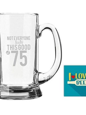 75th Birthday Gifts, Not Everyone Look This Good at 75 Engraved Beer Mug for Men - Playboy Beer 357 ml