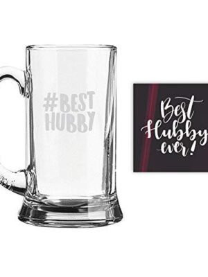 Valentine Gifts for Hashtag Best Hubby Husband Engraved Beer Mug - Icon Beer 580ml