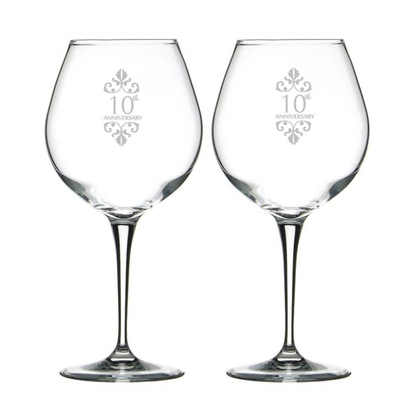 10th Marriage Anniversary Wine Glasses