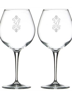 50th Marriage Anniversary Wine Glasses